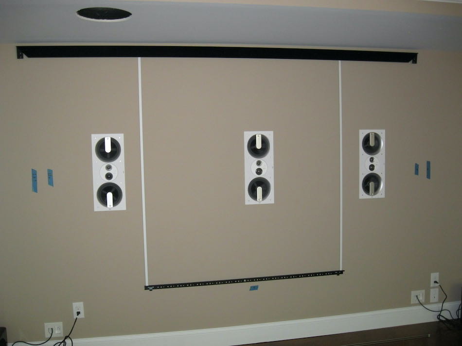In-Wall Speakers Behind Acoustic Screen
