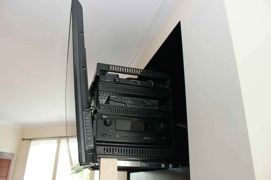 TV on Slide Out Rack